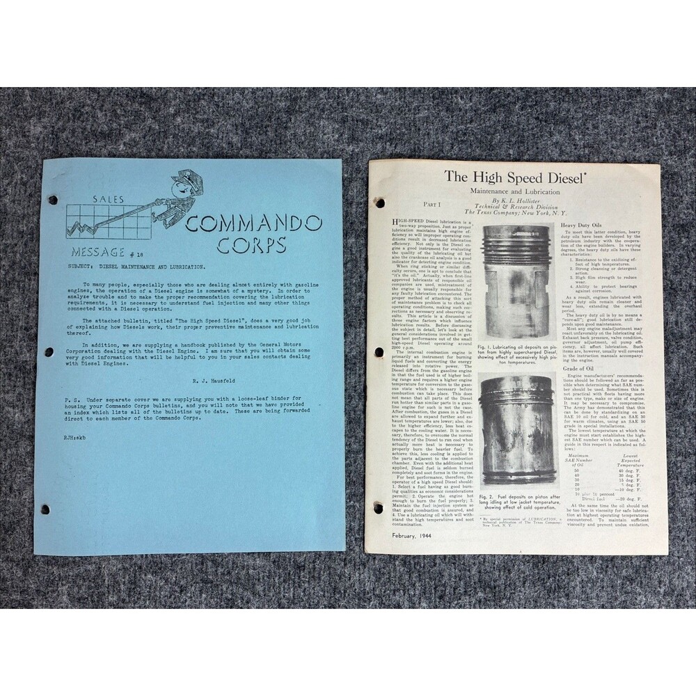 1940s Pure Oil Technical Bulletin #18 Diesel Maint and Lubrication Commando Corp